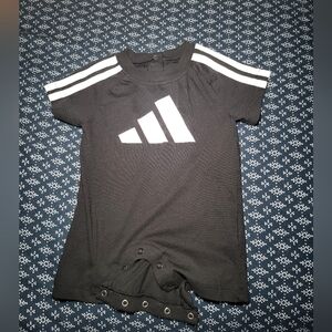 Adidas Baby Black Romper with White Stripes